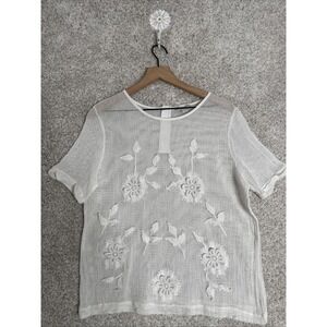 Nice + Chic White Mesh Top Shirt Cover Up Sz XXL